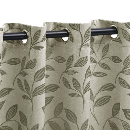 Leaves Machine Washable Room Darkening Blackout Curtains. Set of 2