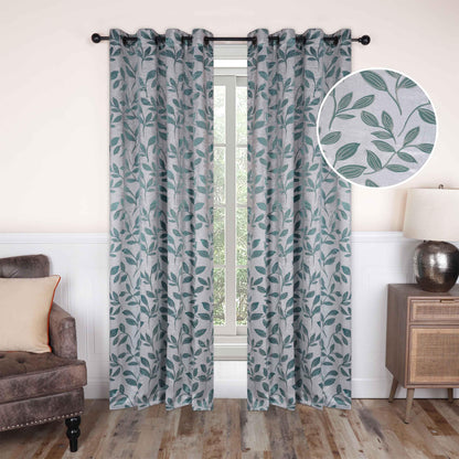 Leaves Machine Washable Room Darkening Blackout Curtains. Set of 2