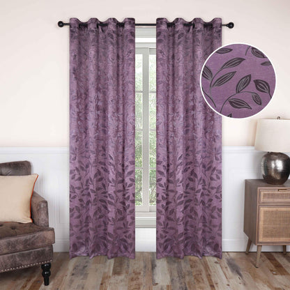 Leaves Machine Washable Room Darkening Blackout Curtains. Set of 2