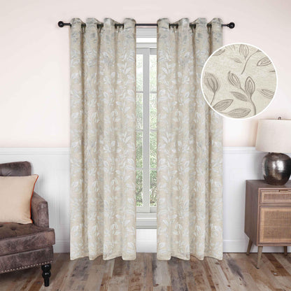 Leaves Machine Washable Room Darkening Blackout Curtains. Set of 2