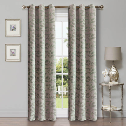 Leaves Machine Washable Room Darkening Blackout Curtains. Set of 2