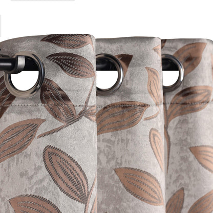Leaves Machine Washable Room Darkening Blackout Curtains. Set of 2