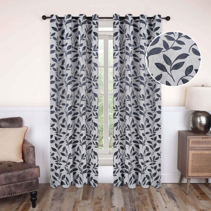 Leaves Machine Washable Room Darkening Blackout Curtains. Set of 2