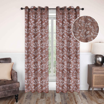 Leaves Machine Washable Room Darkening Blackout Curtains. Set of 2
