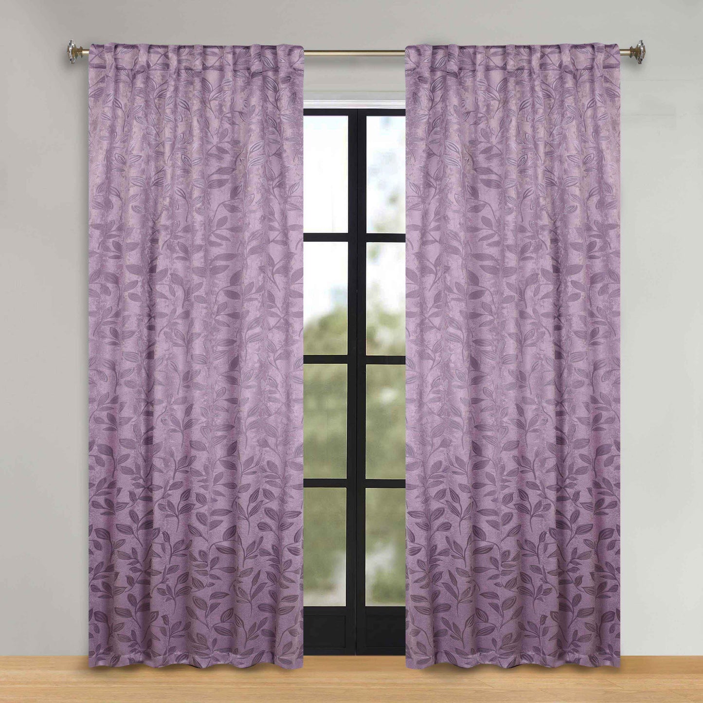 Leaves Room Darkening Back Tabs Blackout Curtain Panels. Set of 2