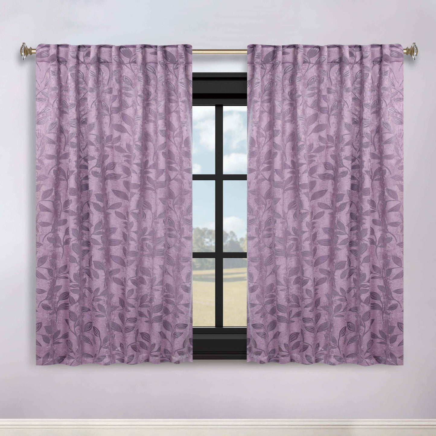 Leaves Room Darkening Back Tabs Blackout Curtain Panels. Set of 2