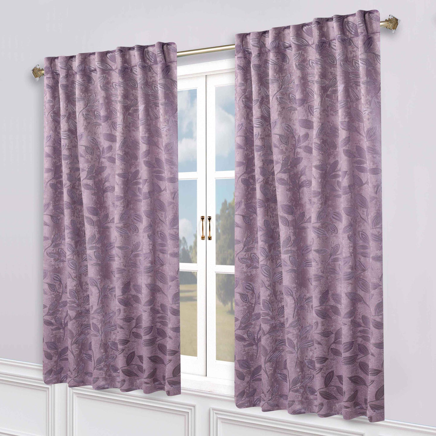 Leaves Room Darkening Back Tabs Blackout Curtain Panels. Set of 2