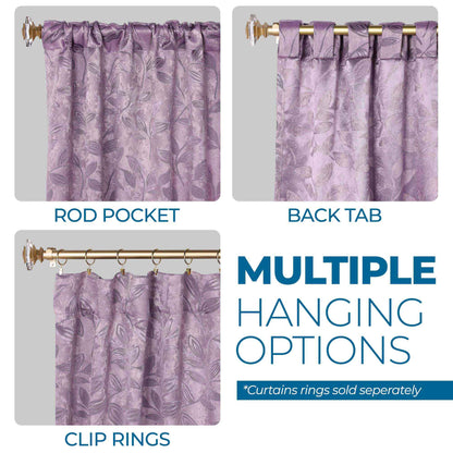 Leaves Room Darkening Back Tabs Blackout Curtain Panels. Set of 2