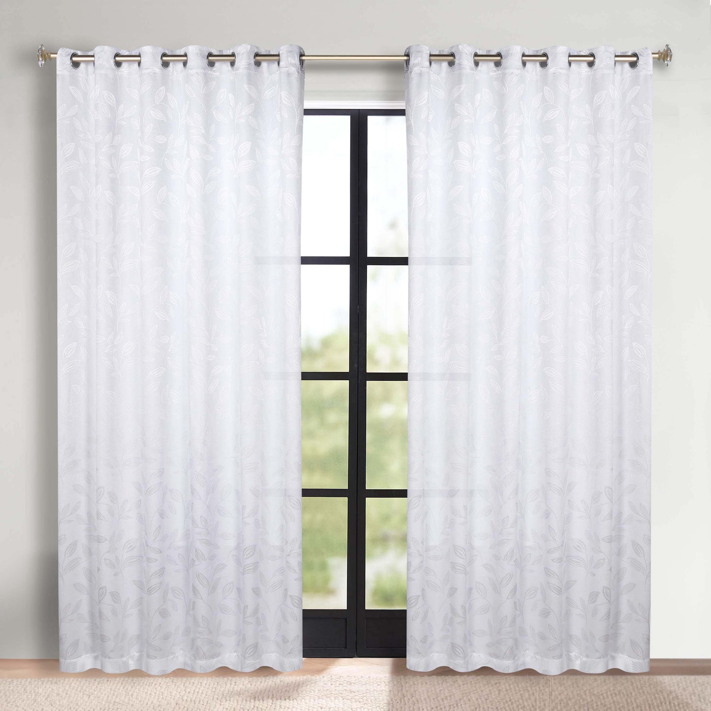 Leaves Room Darkening Grommet Blackout Curtain Panels. Set of 2