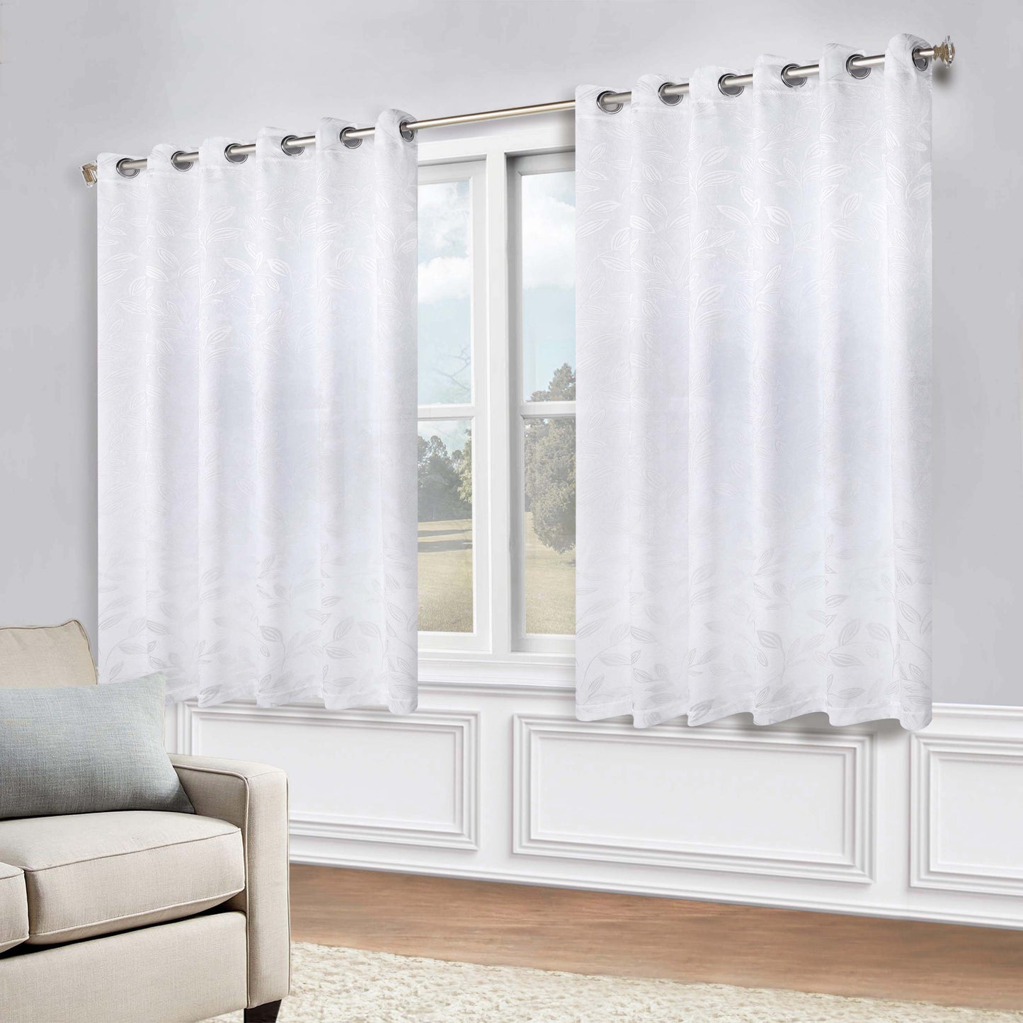 Leaves Room Darkening Grommet Blackout Curtain Panels. Set of 2