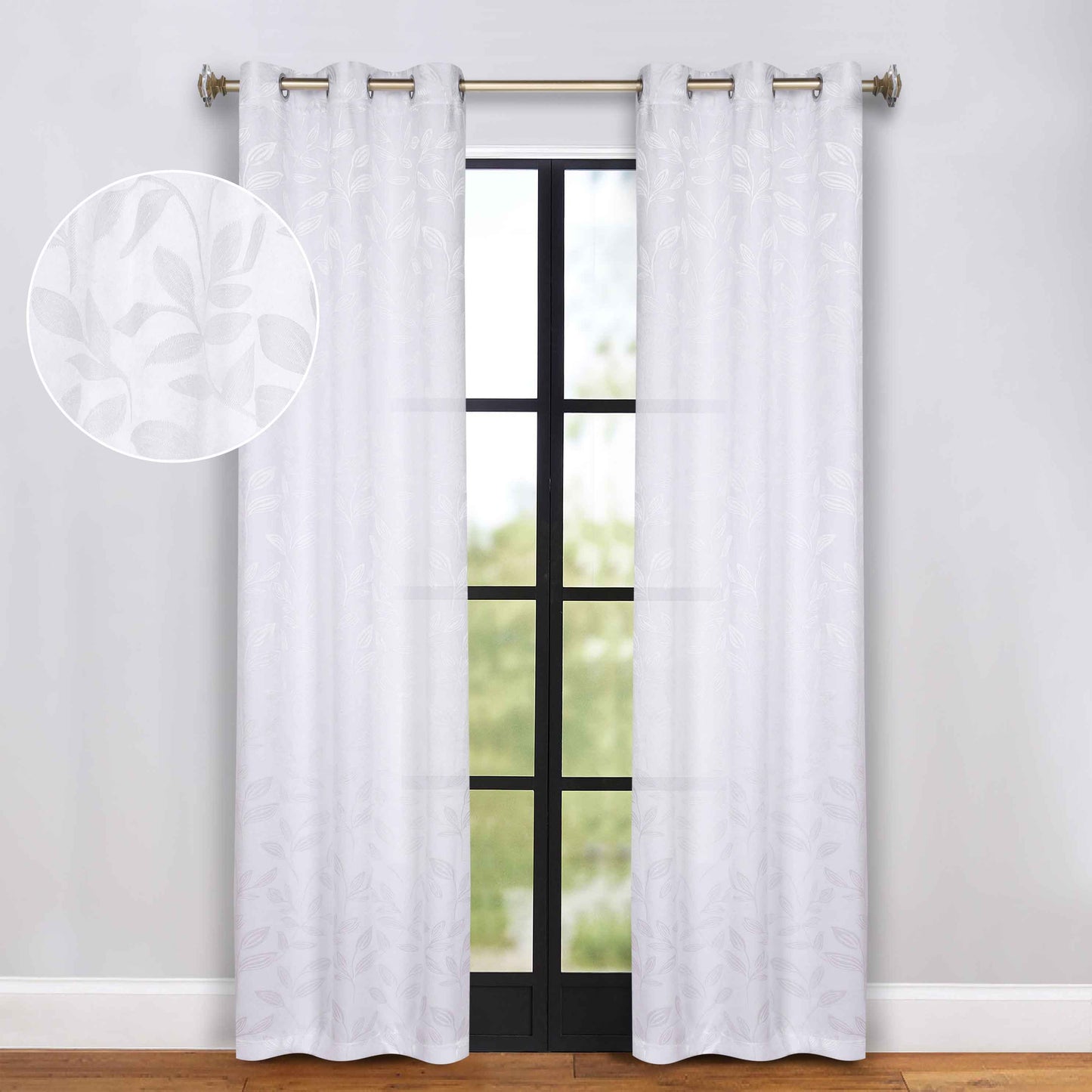 Leaves Room Darkening Grommet Blackout Curtain Panels. Set of 2