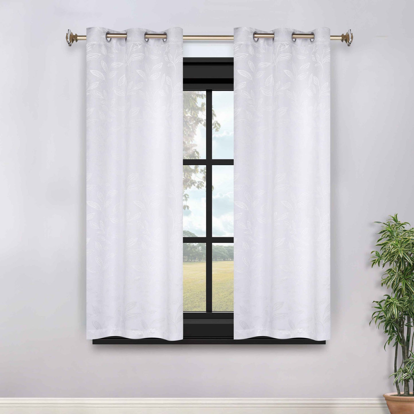 Leaves Room Darkening Grommet Blackout Curtain Panels. Set of 2