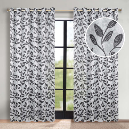 Leaves Room Darkening Grommet Blackout Curtain Panels. Set of 2