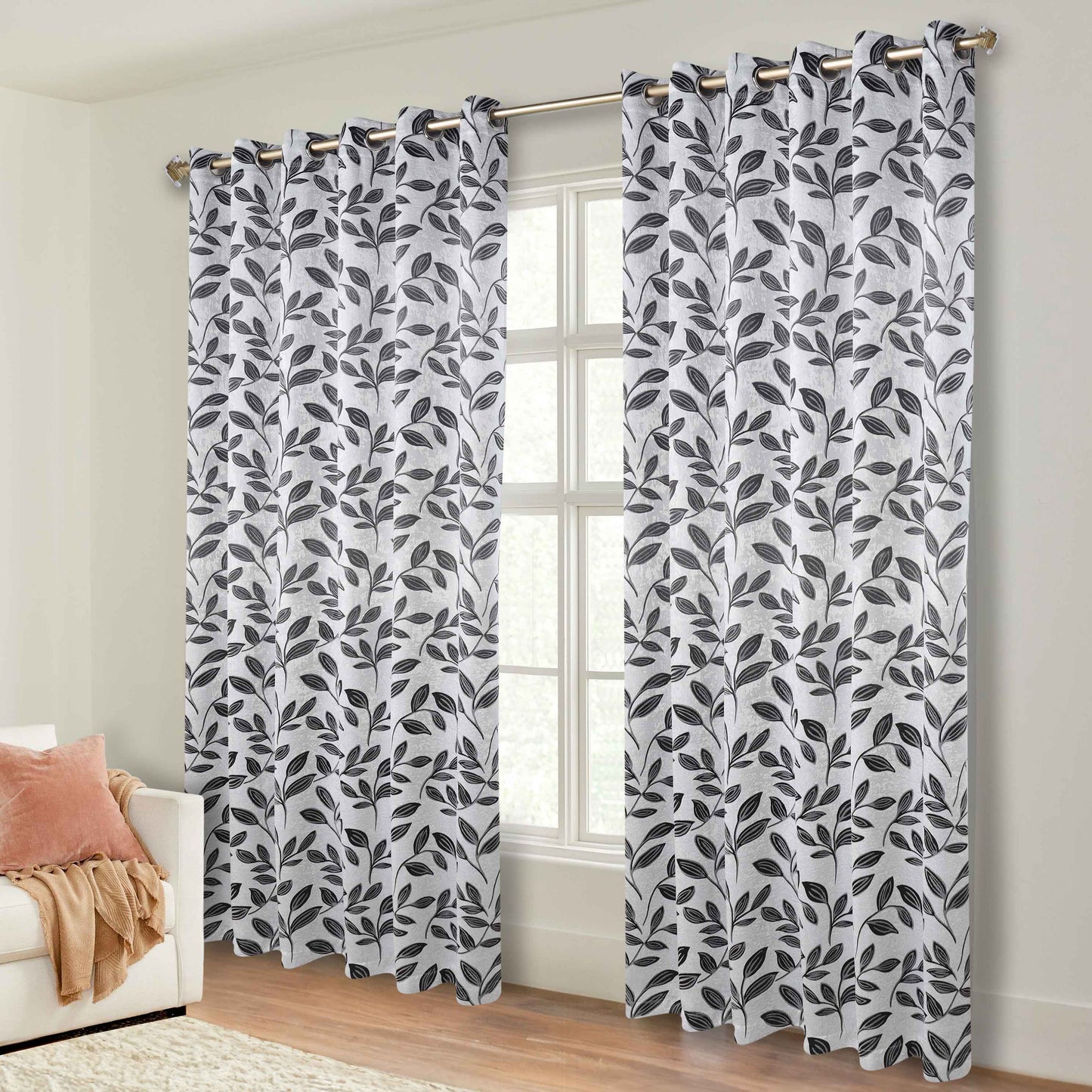 Leaves Room Darkening Grommet Blackout Curtain Panels. Set of 2