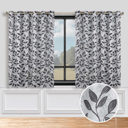 Leaves Room Darkening Grommet Blackout Curtain Panels. Set of 2