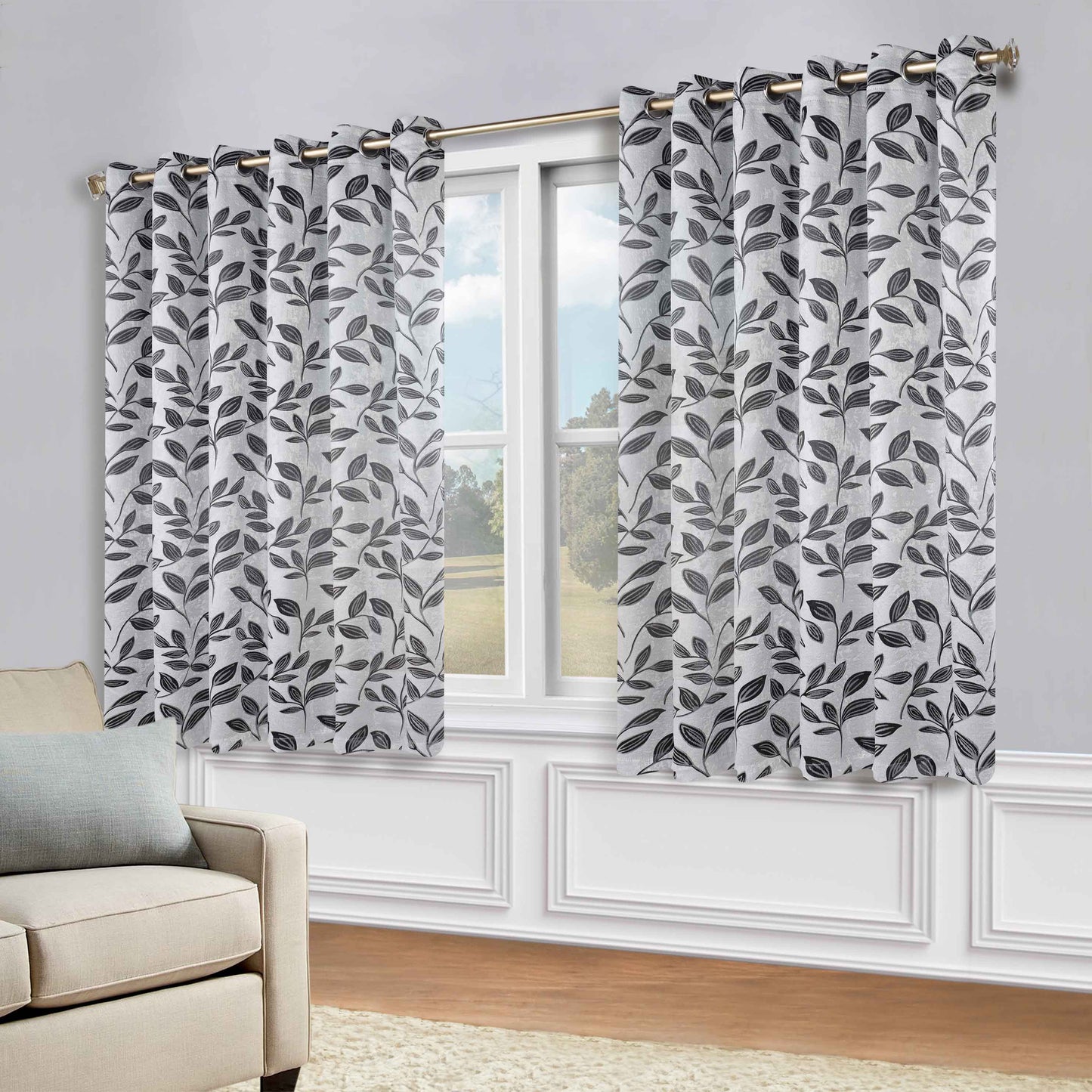 Leaves Room Darkening Grommet Blackout Curtain Panels. Set of 2