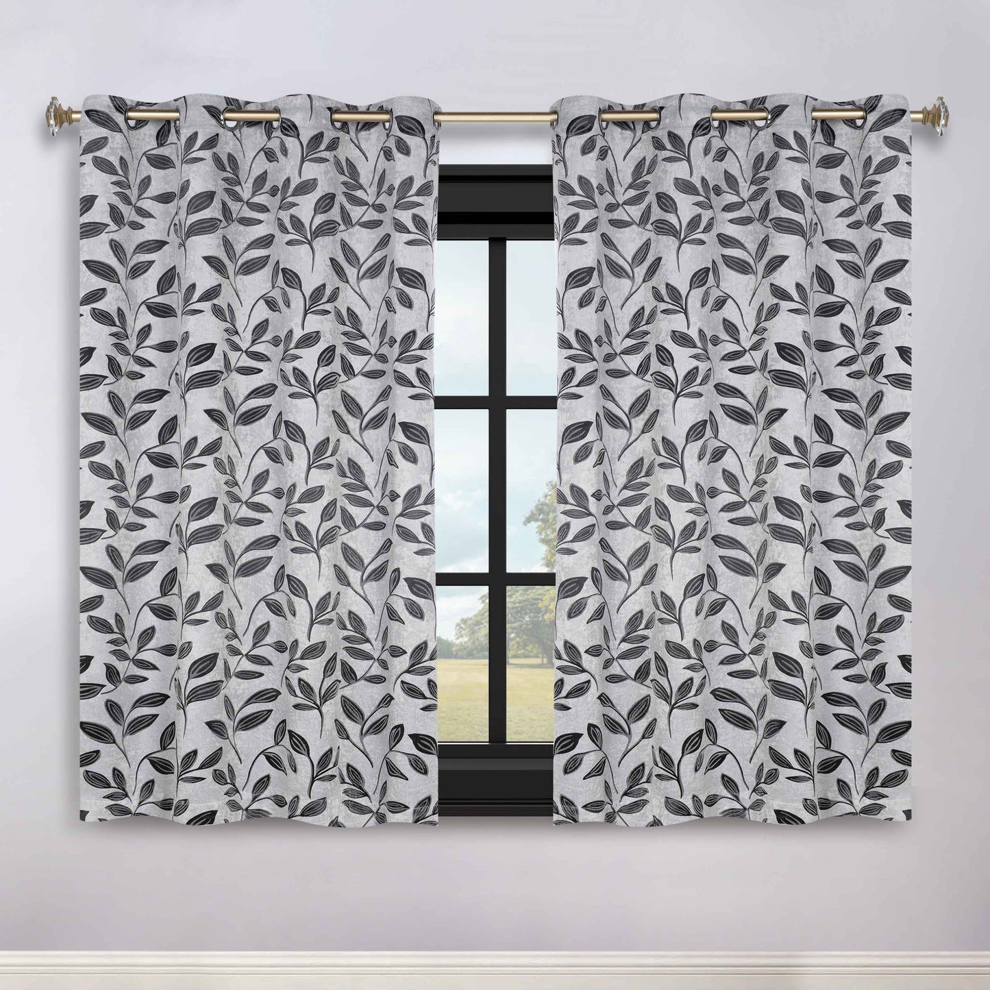Leaves Room Darkening Grommet Blackout Curtain Panels. Set of 2