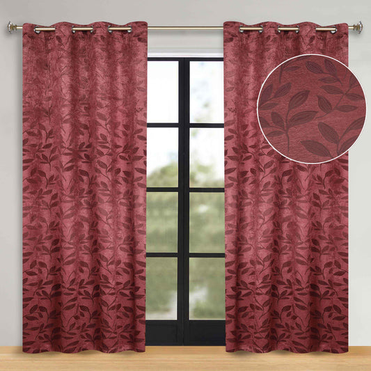 Leaves Room Darkening Washable Blackout Curtain Panels. Set of 2