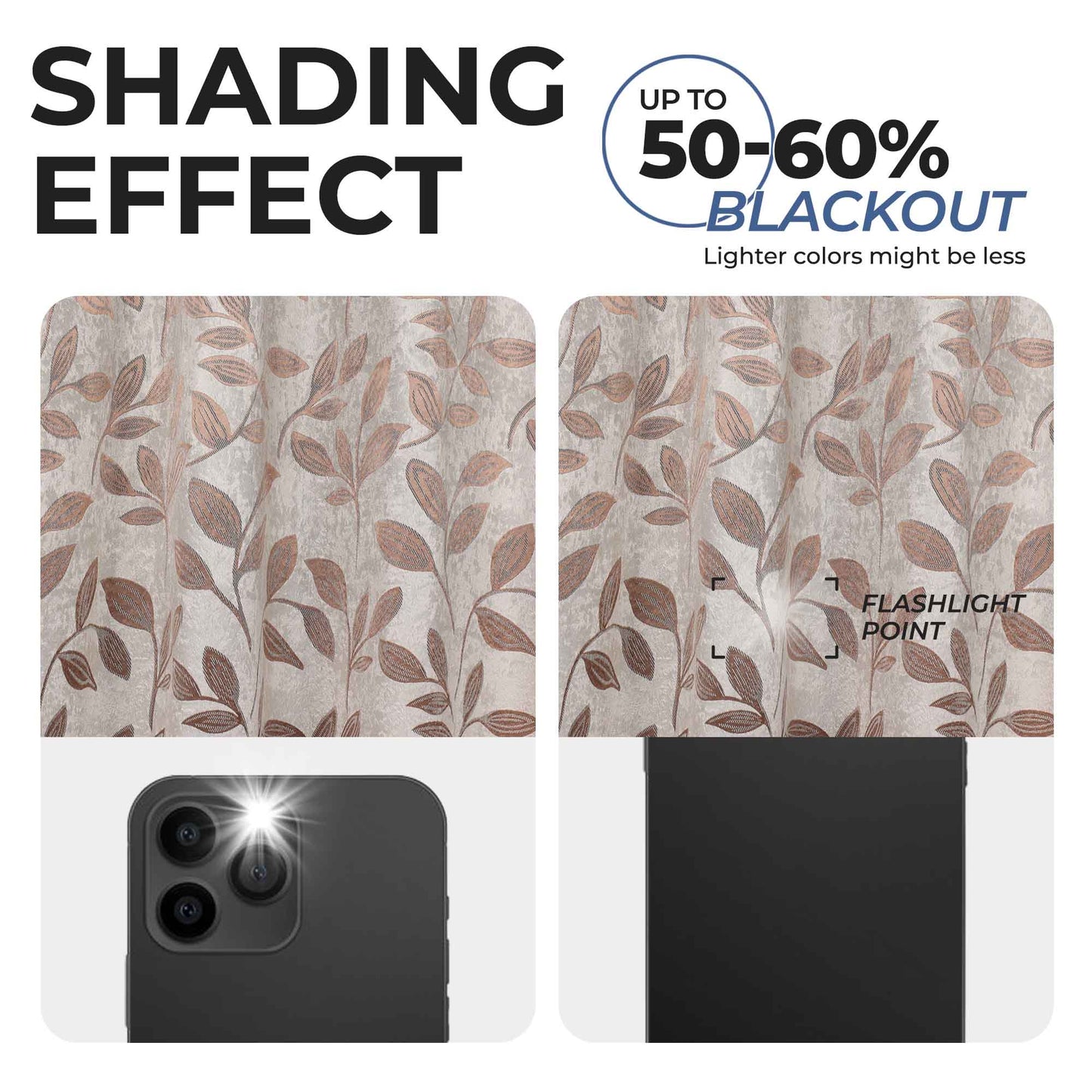 Leaves Room Darkening Washable Blackout Curtain Panels. Set of 2