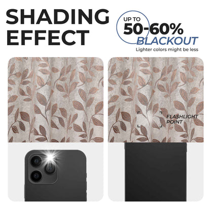 Leaves Room Darkening Washable Blackout Curtain Panels. Set of 2