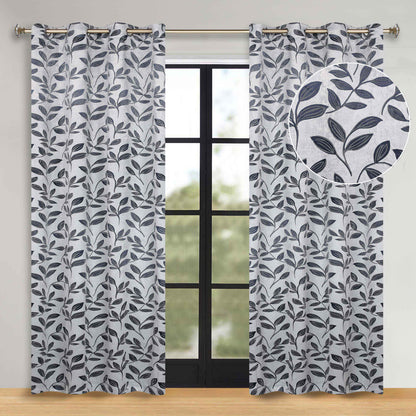Leaves Room Darkening Washable Blackout Curtain Panels. Set of 2