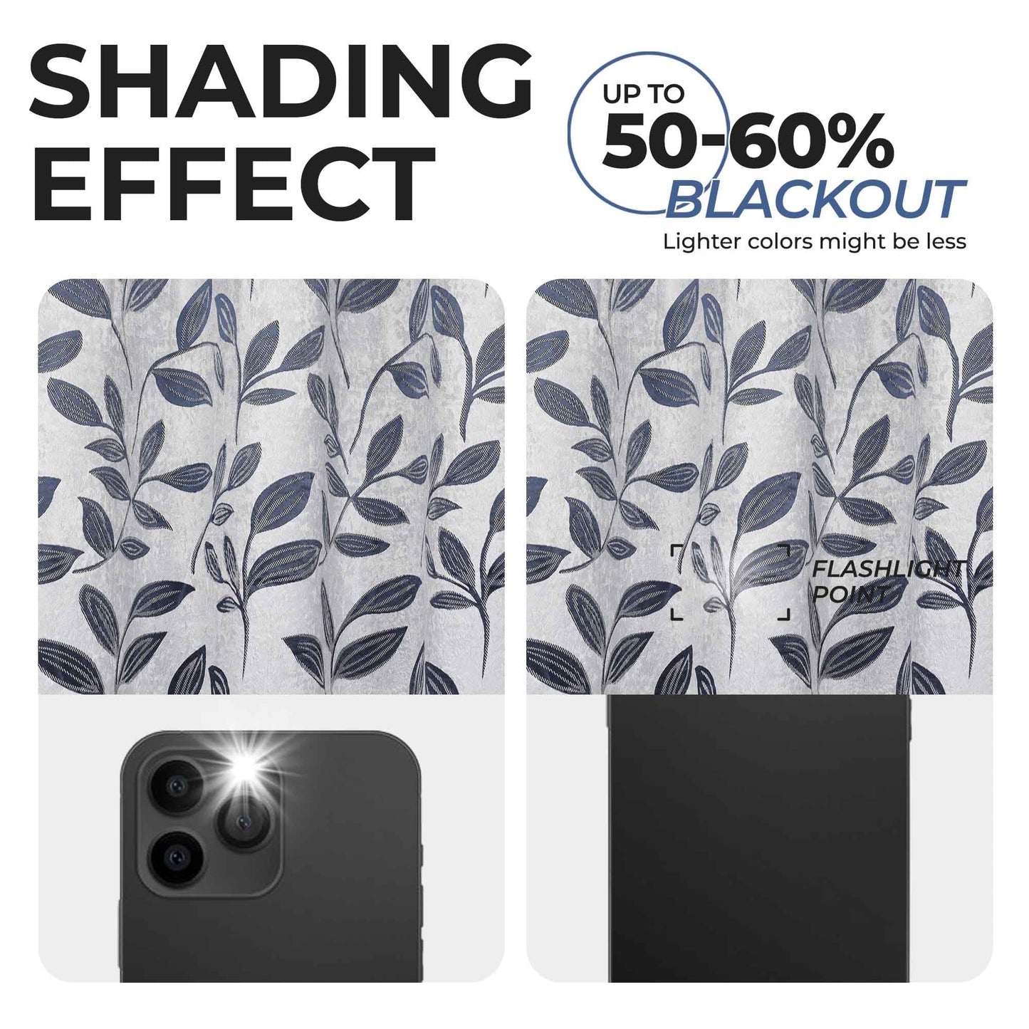 Leaves Room Darkening Washable Blackout Curtain Panels. Set of 2