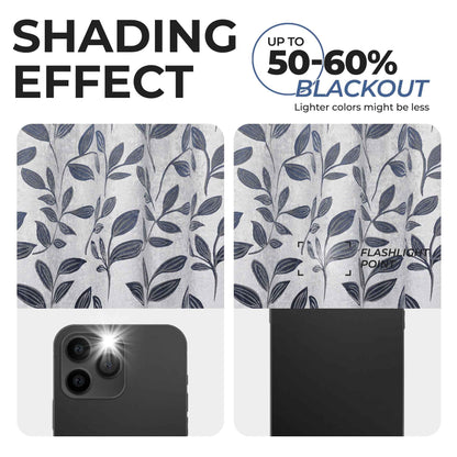 Leaves Room Darkening Washable Blackout Curtain Panels. Set of 2