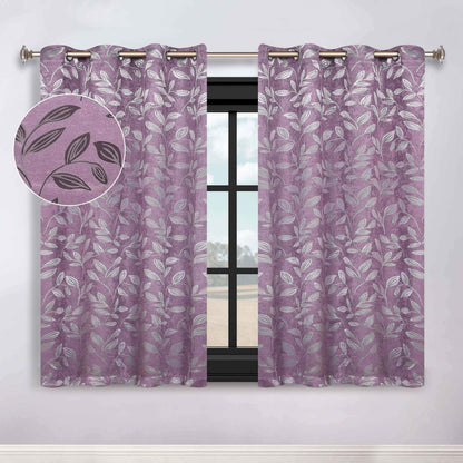 Leaves Room Darkening Washable Blackout Curtain Panels. Set of 2