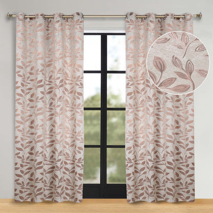 Leaves Room Darkening Washable Blackout Curtain Panels. Set of 2