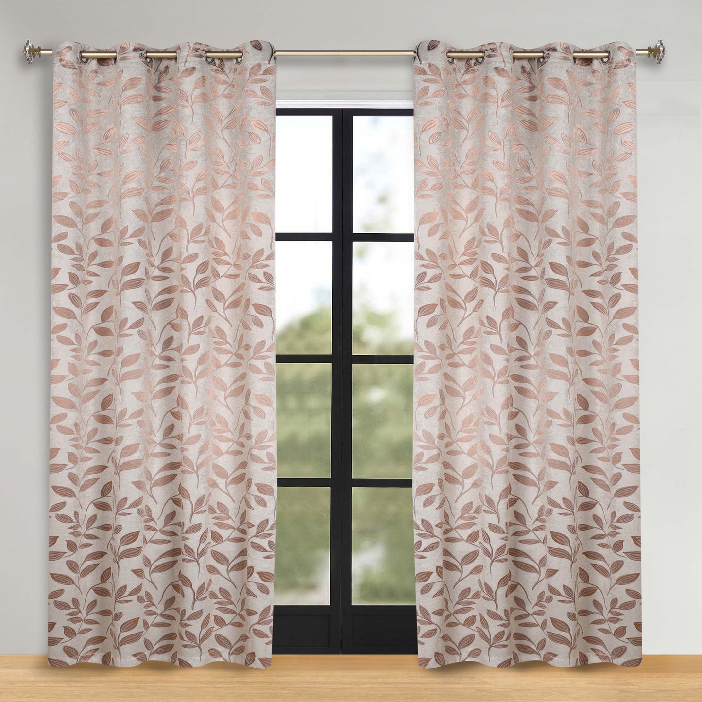 Leaves Room Darkening Washable Blackout Curtain Panels. Set of 2