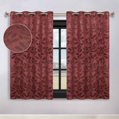 Leaves Room Darkening Washable Blackout Curtain Panels. Set of 2