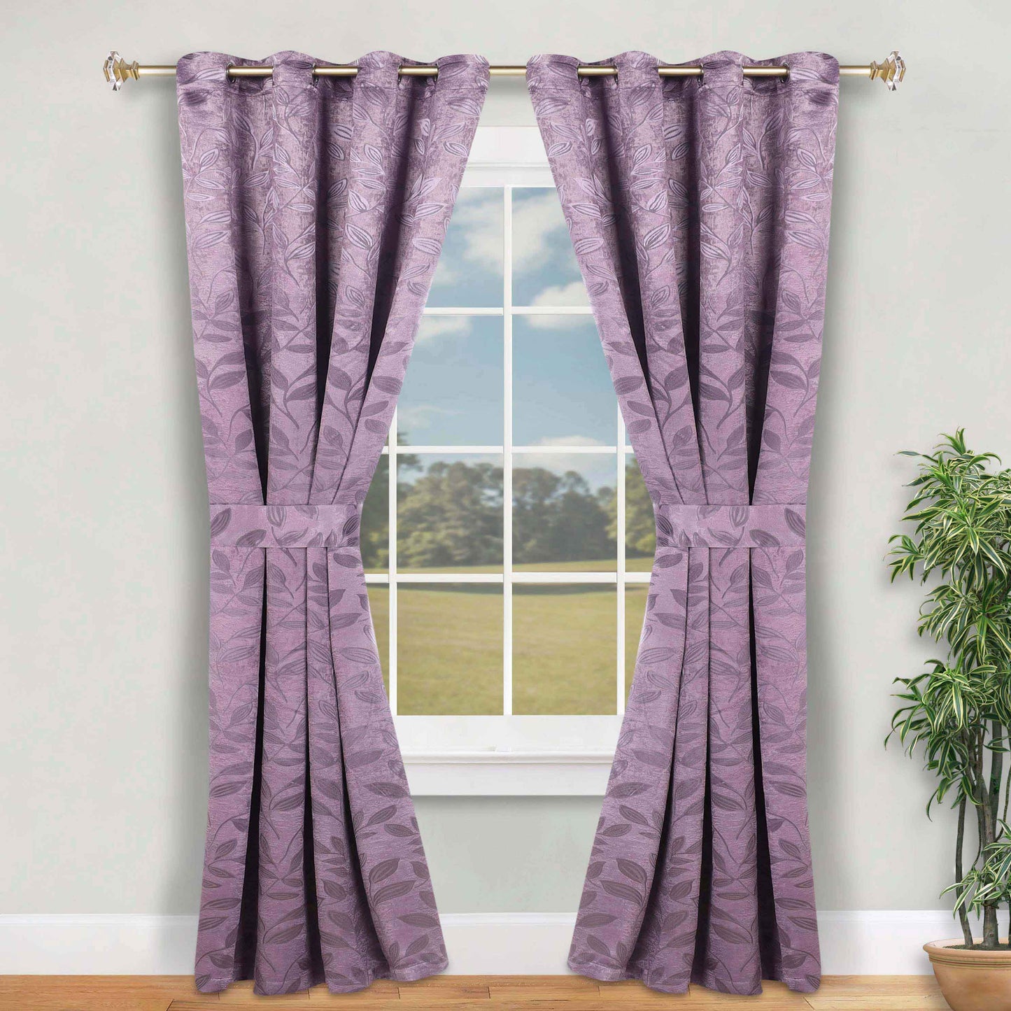 Leaves Room Darkening Washable Blackout Curtain Panels. Set of 2