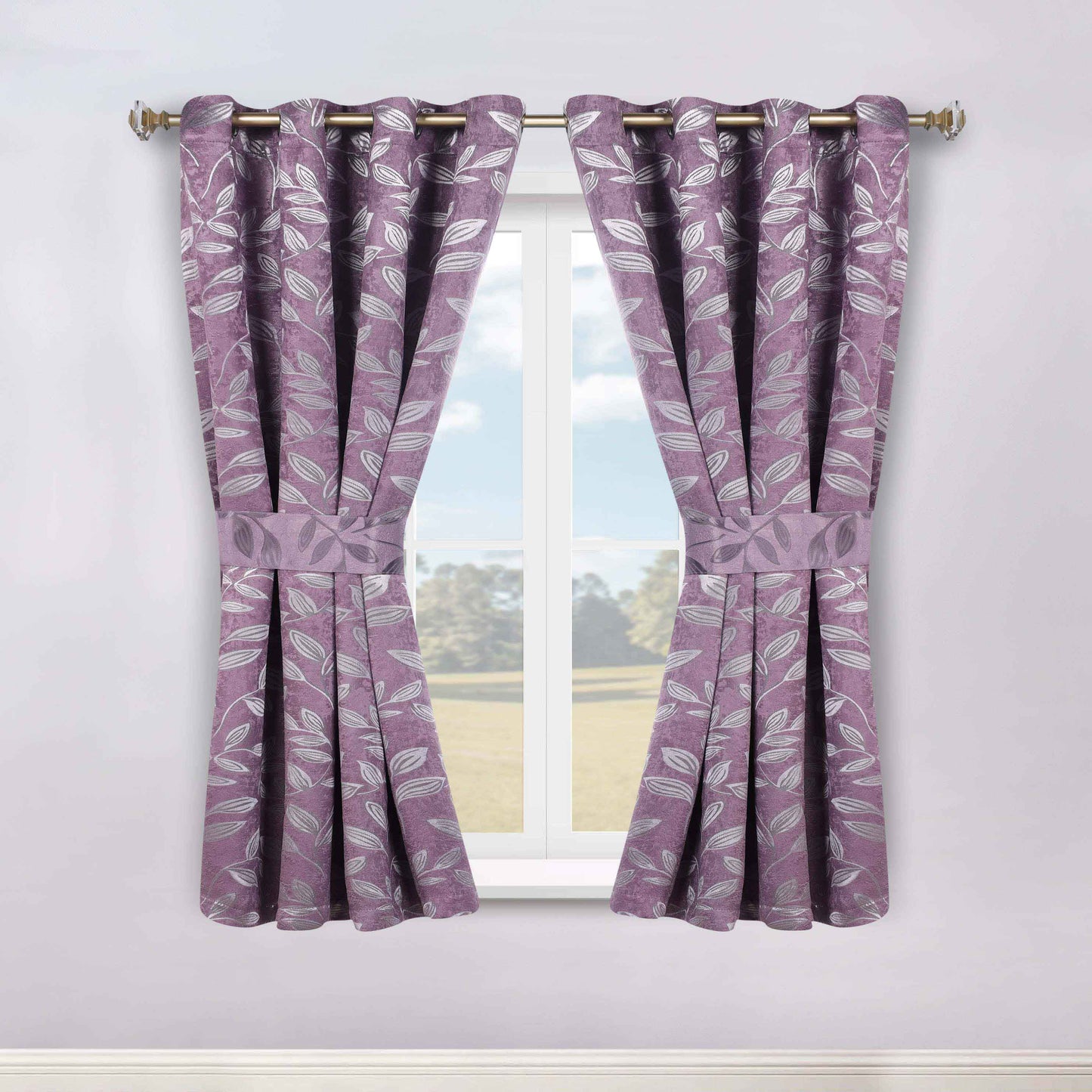 Leaves Room Darkening Washable Blackout Curtain Panels. Set of 2