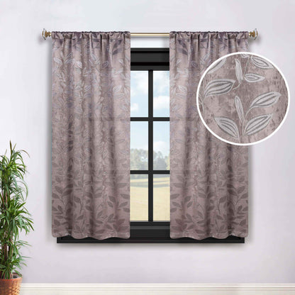 Leaves Washable Room Darkening Blackout Curtain Panels. Set of 2