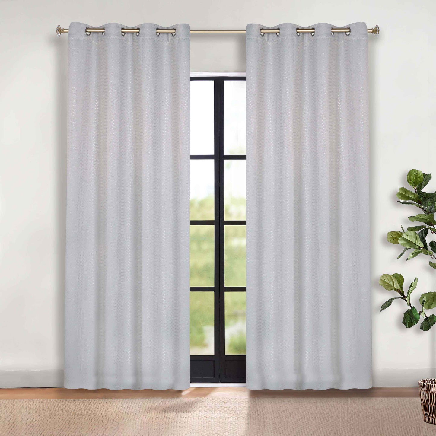 Modern Shimmer Washable Room Darkening Blackout Curtains. Set of 2