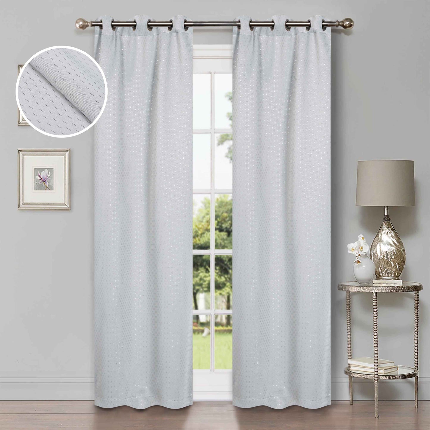 Modern Shimmer Washable Room Darkening Blackout Curtains. Set of 2