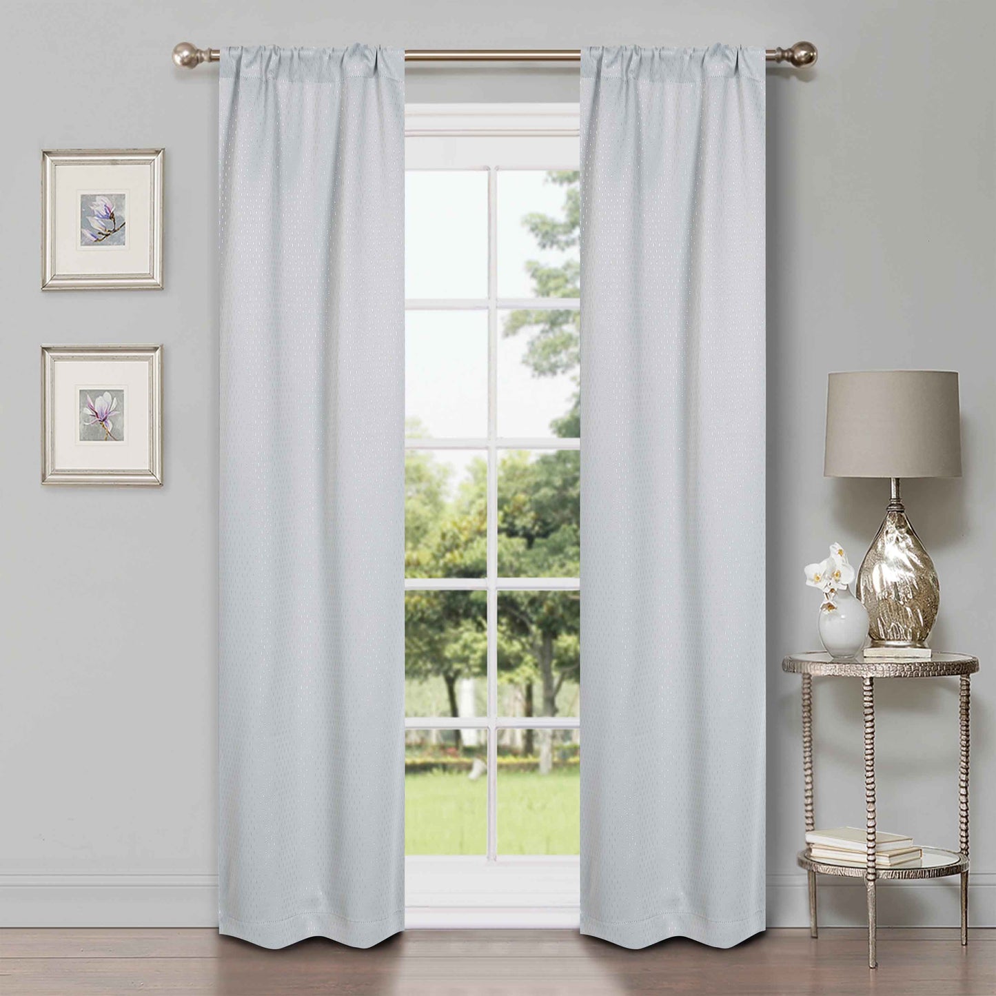 Modern Shimmer Washable Room Darkening Blackout Curtains. Set of 2