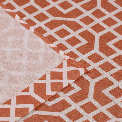 Printed Honey Comb Grommet Traditional Sheer Curtain Panel Set