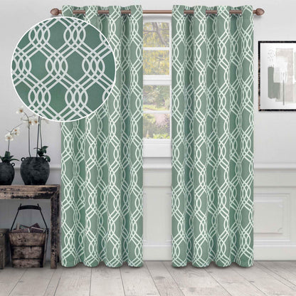 Ribbon Trellis Washable Room Darkening Blackout Curtains. Set of 2