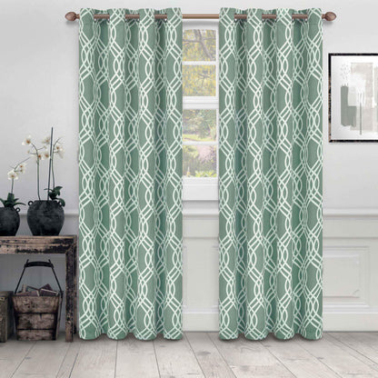 Ribbon Trellis Washable Room Darkening Blackout Curtains. Set of 2