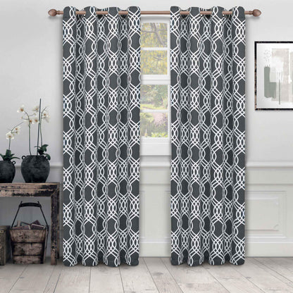 Ribbon Trellis Washable Room Darkening Blackout Curtains. Set of 2