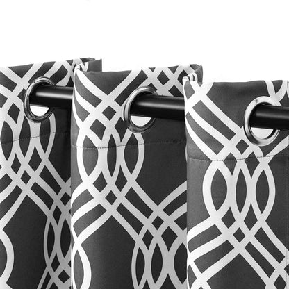 Ribbon Trellis Washable Room Darkening Blackout Curtains. Set of 2