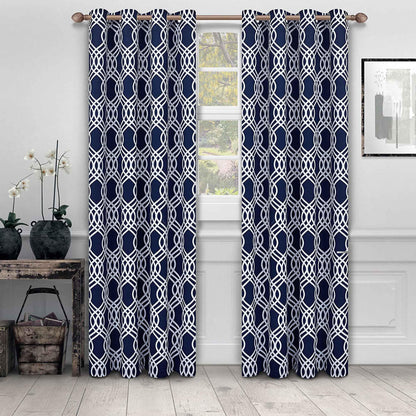 Ribbon Trellis Washable Room Darkening Blackout Curtains. Set of 2