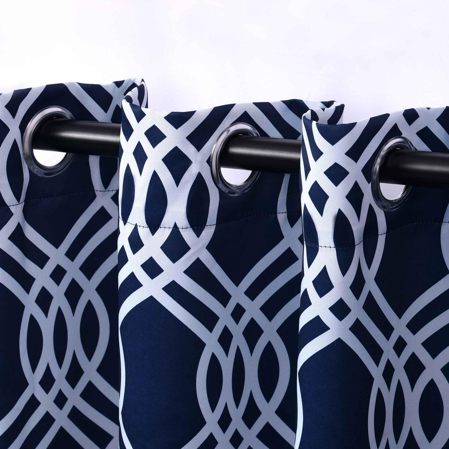 Ribbon Trellis Washable Room Darkening Blackout Curtains. Set of 2