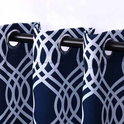 Ribbon Trellis Washable Room Darkening Blackout Curtains. Set of 2