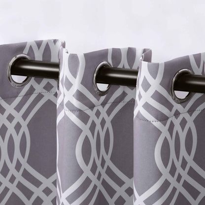 Ribbon Trellis Washable Room Darkening Blackout Curtains. Set of 2