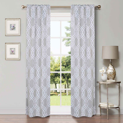 Ribbon Trellis Washable Room Darkening Blackout Curtains. Set of 2