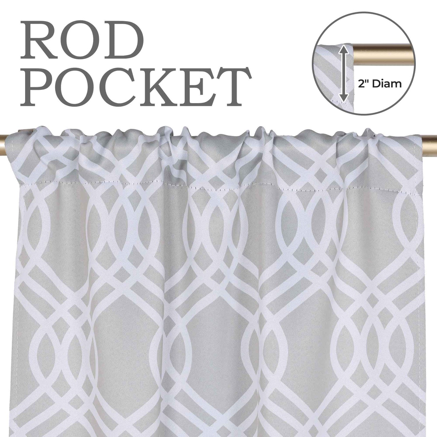 Ribbon Trellis Washable Room Darkening Blackout Curtains. Set of 2