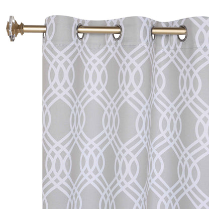 Ribbon Trellis Washable Room Darkening Blackout Curtains. Set of 2