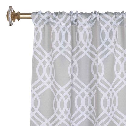 Ribbon Trellis Washable Room Darkening Blackout Curtains. Set of 2